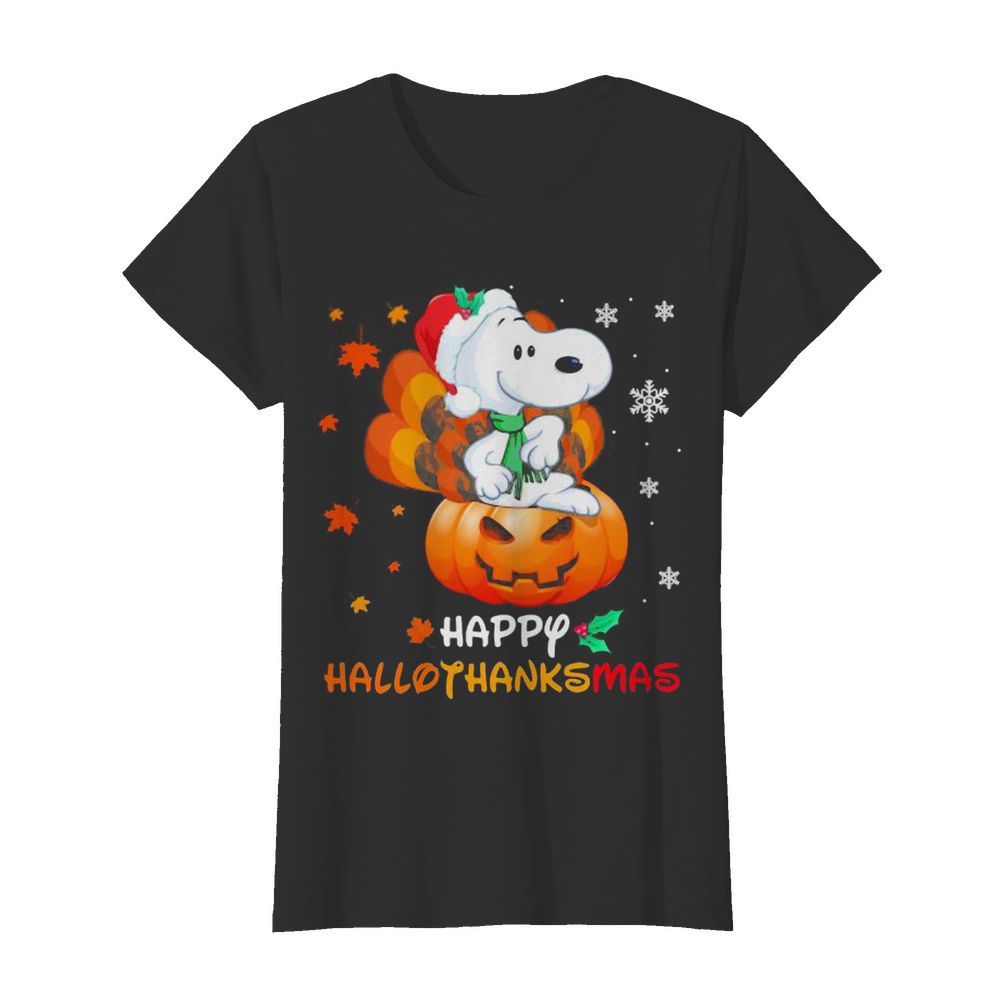 Snoopy happy hallothanksmas halloween thanksgiving christmas  Classic Women's T-shirt