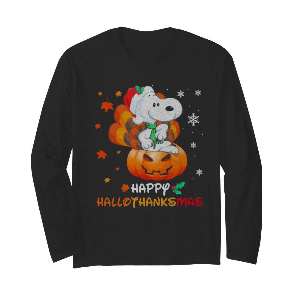 Snoopy happy hallothanksmas halloween thanksgiving christmas  Long Sleeved T-shirt 