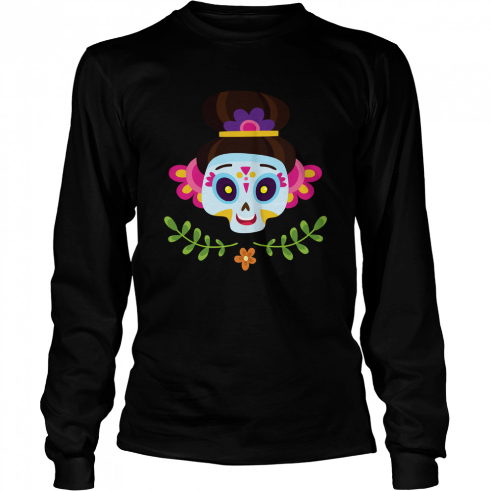 Sugar Skull Girl Day Dead Dia De Muertos  Long Sleeved T-shirt