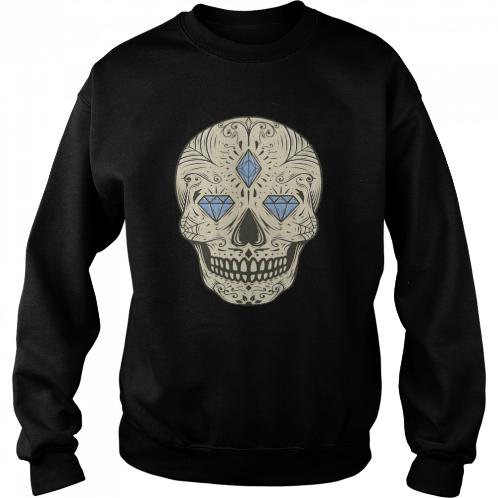 Sugar Skull Jewel Day Dead Muertos Vintage  Unisex Sweatshirt