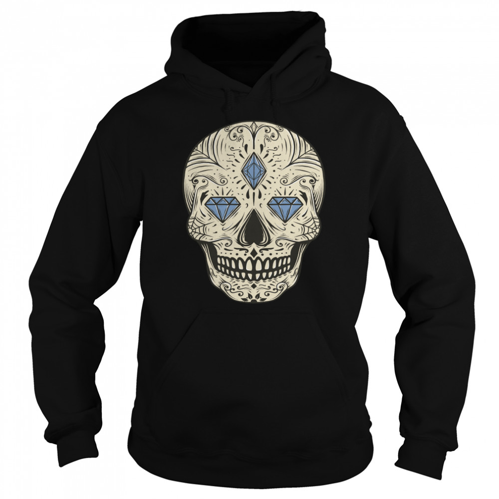 Sugar Skull Jewel Day Dead Muertos Vintage  Unisex Hoodie