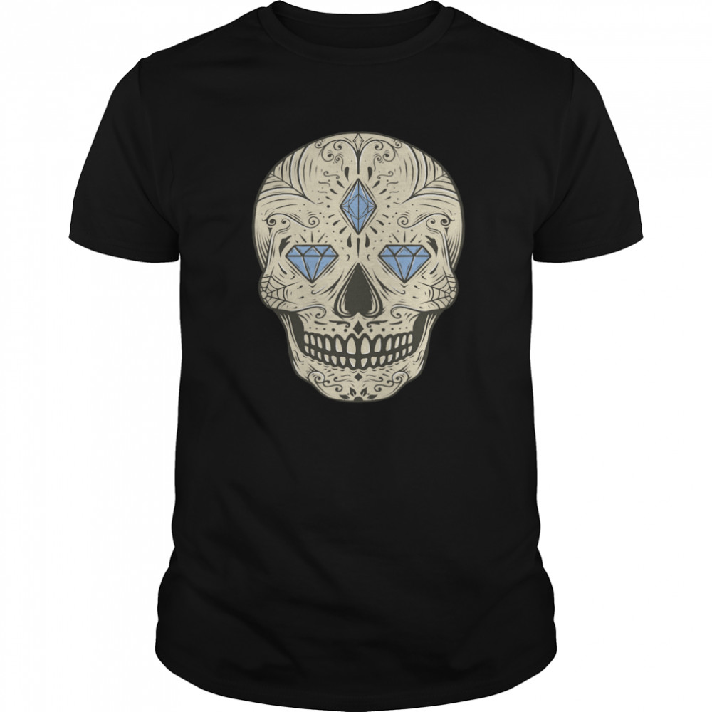 Sugar Skull Jewel Day Dead Muertos Vintage  Classic Men's T-shirt