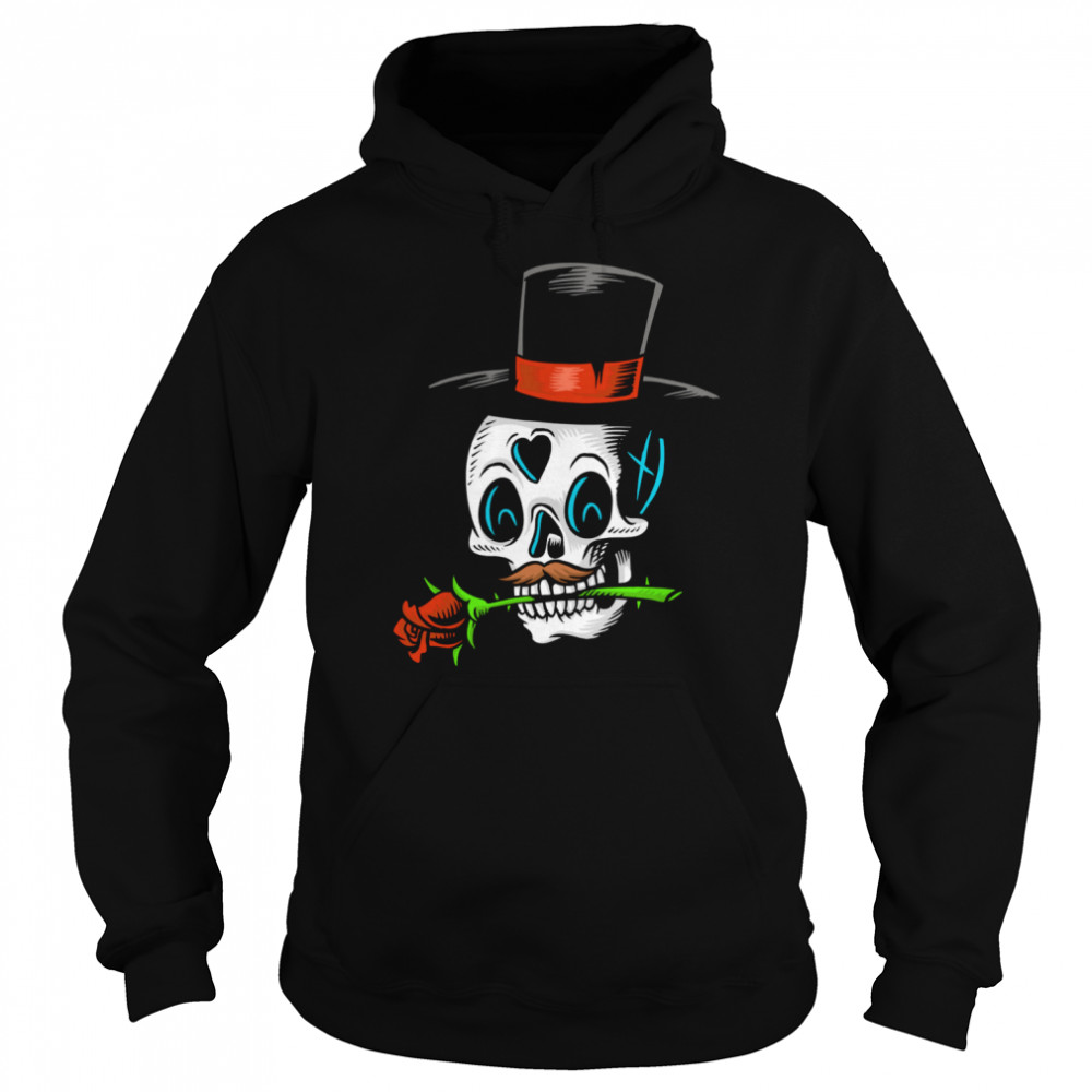 The Man With Rose Sugar Skull Dia De Muertos Day Of Dead  Unisex Hoodie