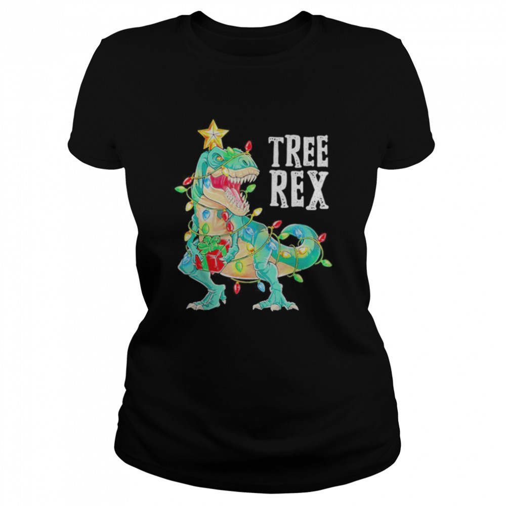 Tyrannosaurus Tree Rex Christmas Lights  Classic Women's T-shirt