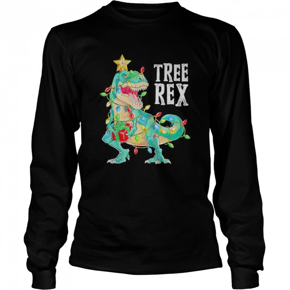 Tyrannosaurus Tree Rex Christmas Lights  Long Sleeved T-shirt