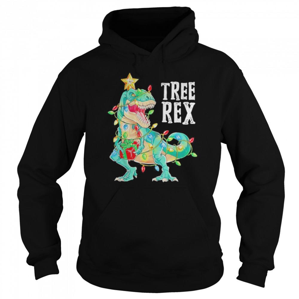 Tyrannosaurus Tree Rex Christmas Lights  Unisex Hoodie