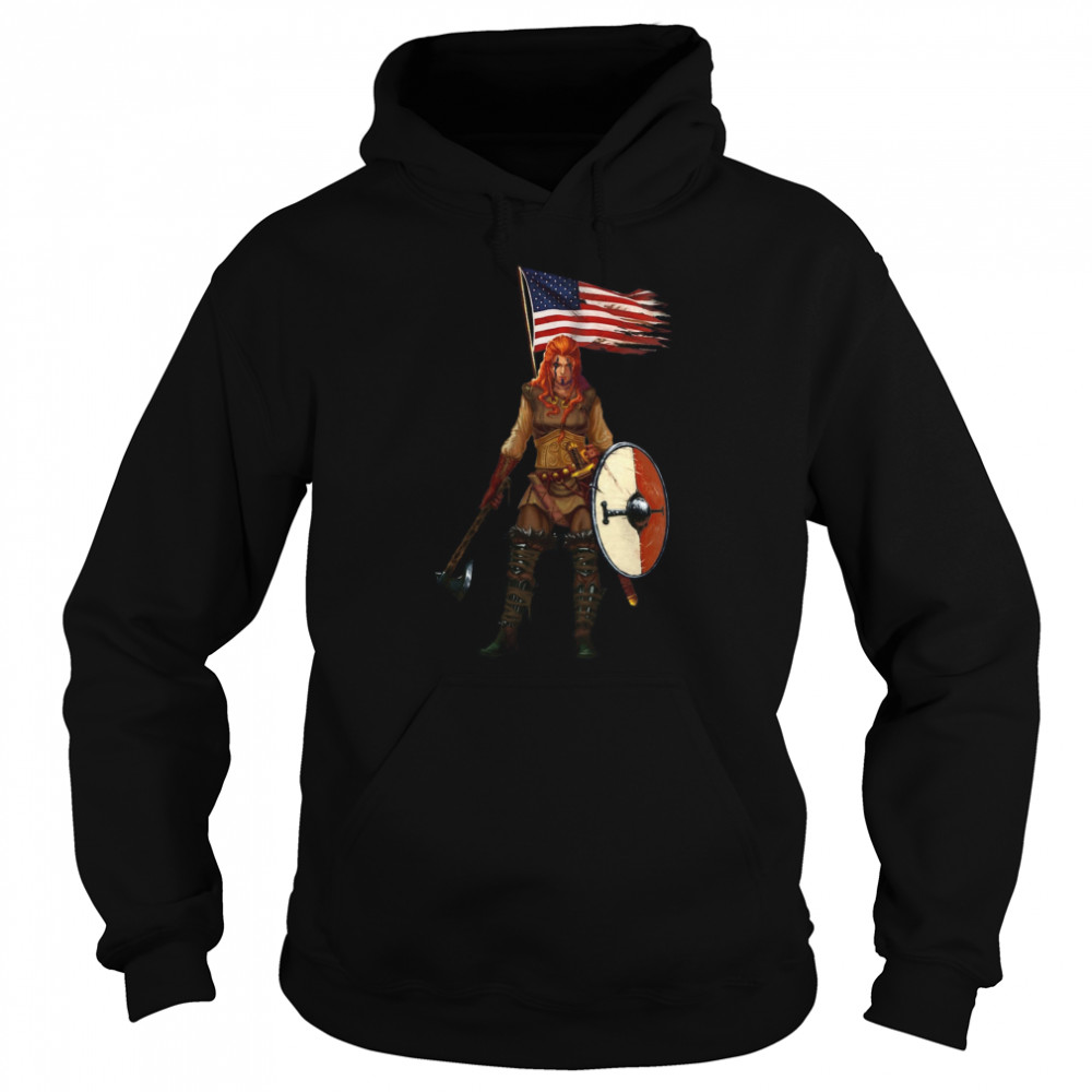 Viking Lady American Flag  Unisex Hoodie