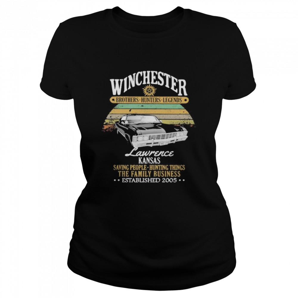 Winchester brothers hunters legends lawrence kansas saving people hunting things the family business vintage retro  Classic Women's T-shirt