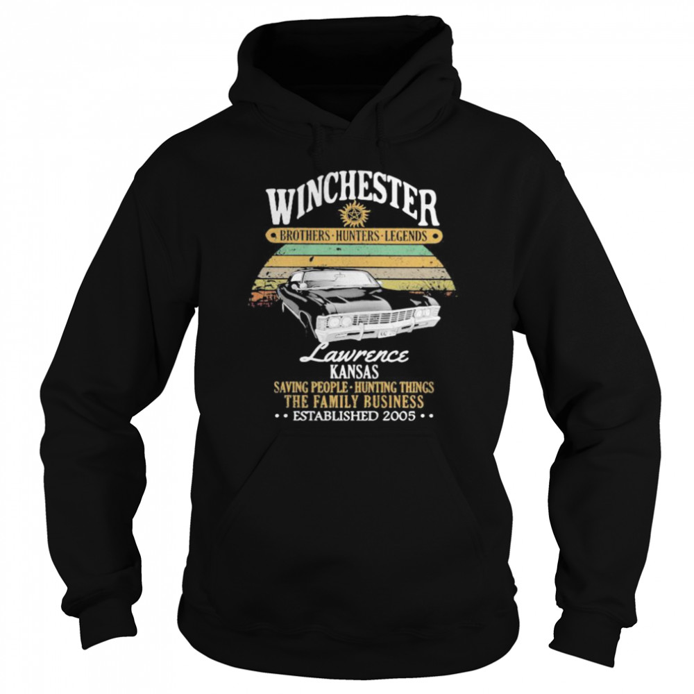 Winchester brothers hunters legends lawrence kansas saving people hunting things the family business vintage retro  Unisex Hoodie