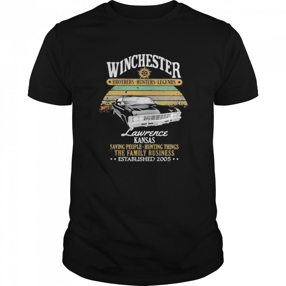 Winchester brothers hunters legends lawrence kansas saving people hunting things the family business vintage retro  Classic Men's T-shirt