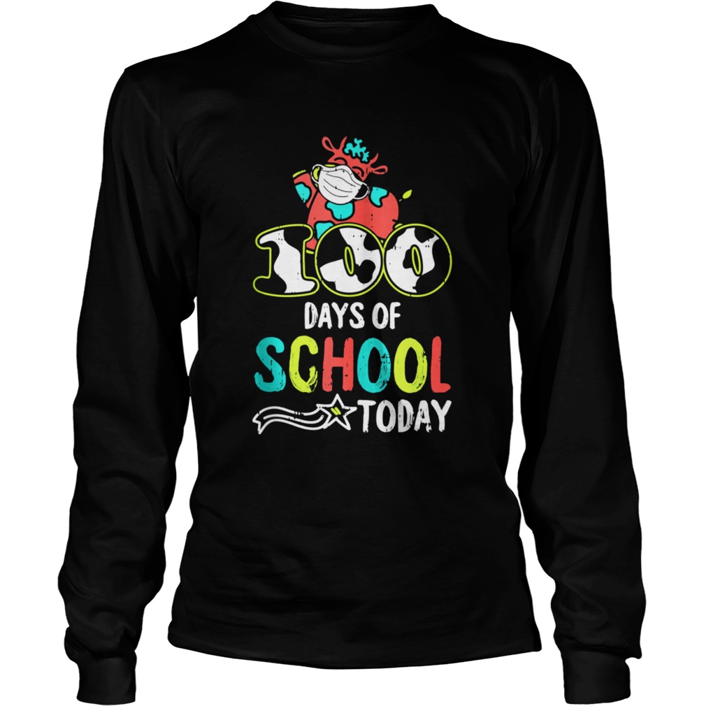 100 Days Of School Today Cow Print Face Mask Quarantine  Long Sleeve