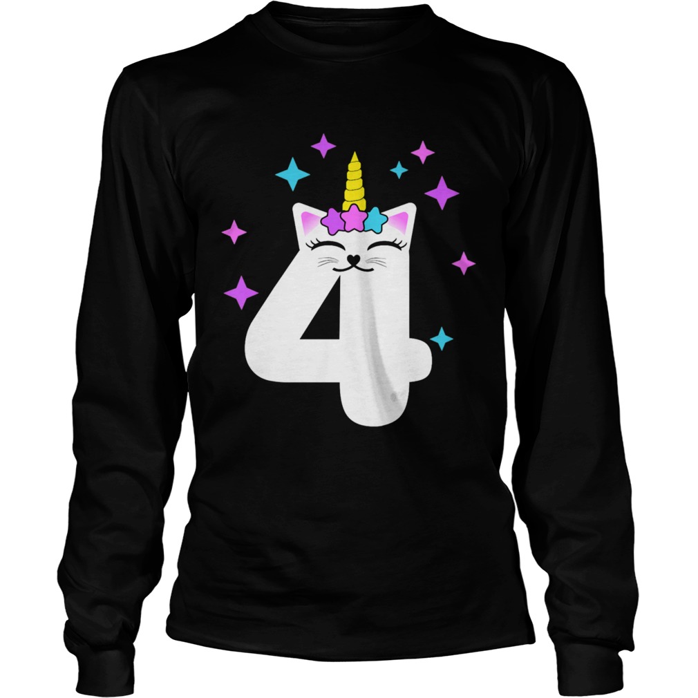 4 Year Old Cat Unicorn  Long Sleeve