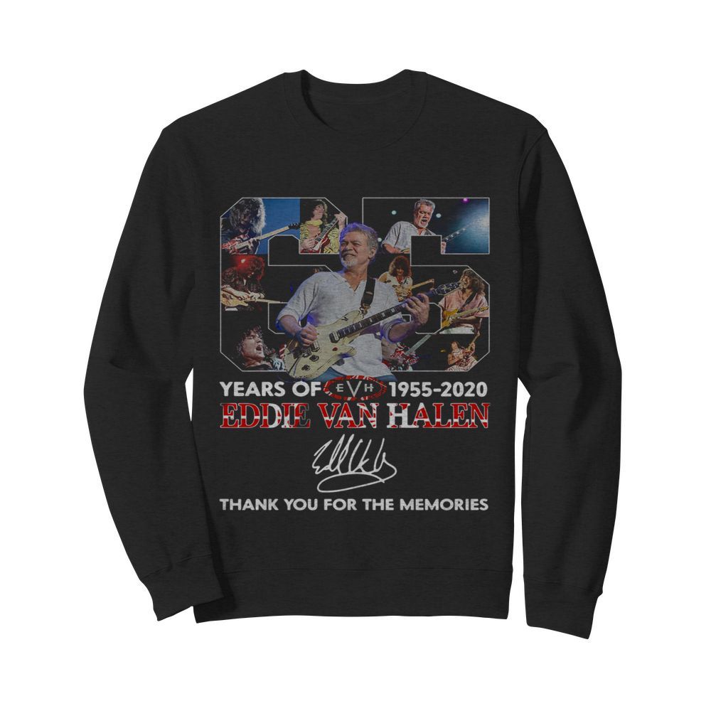 65 Years Of Eddie Van Halen 1955 2020 Thank You For The Memories Signature  Unisex Sweatshirt