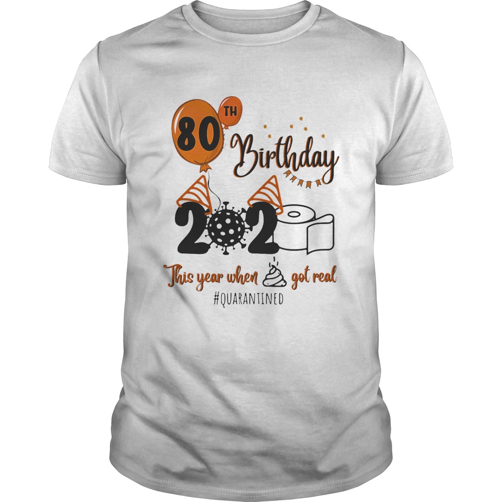 80th Birthday 2020 The Year When Shit Got Real Quarantined Coronavirus Toilet Paper shirt