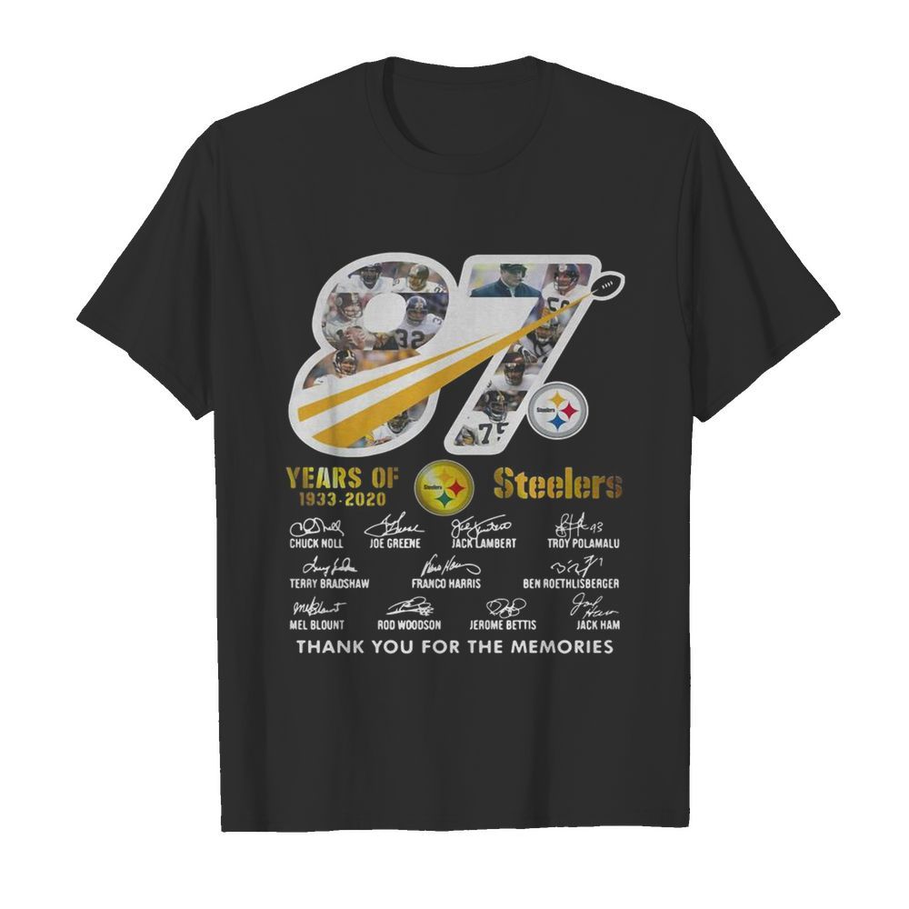 87 Steelers Years Of 1933 2020 Thank You For The Memories Signature shirt