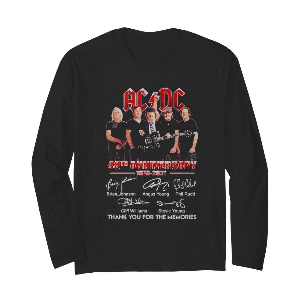 ACDC 48th Anniversary 1973 2021 Thank You For The Memories Signatures  Long Sleeved T-shirt 