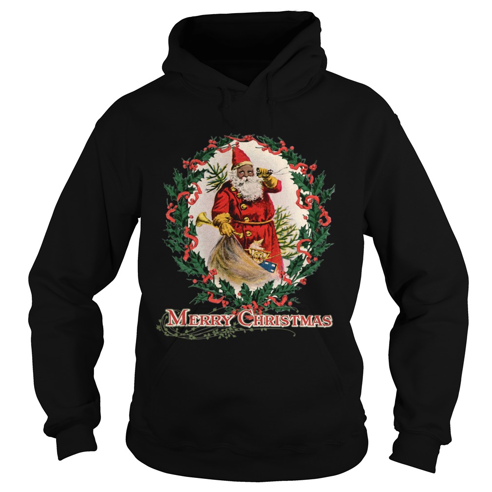 African American Santa Claus Antique Vintage Merry Christmas  Hoodie