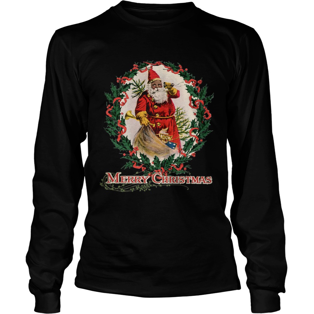 African American Santa Claus Antique Vintage Merry Christmas  Long Sleeve