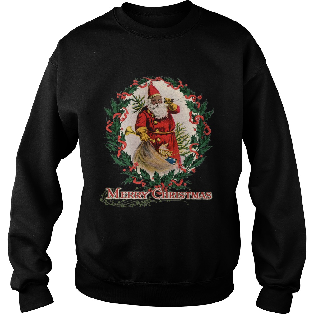 African American Santa Claus Antique Vintage Merry Christmas  Sweatshirt