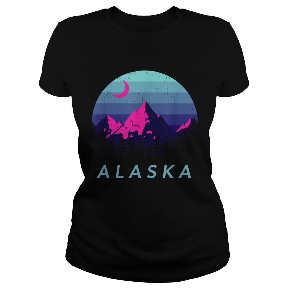 Alaska Vintage Mountain Sunset Outdoors Hiking Souvenir  Classic Ladies