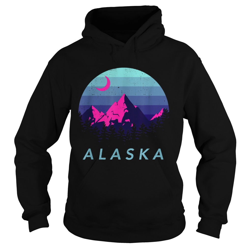 Alaska Vintage Mountain Sunset Outdoors Hiking Souvenir  Hoodie