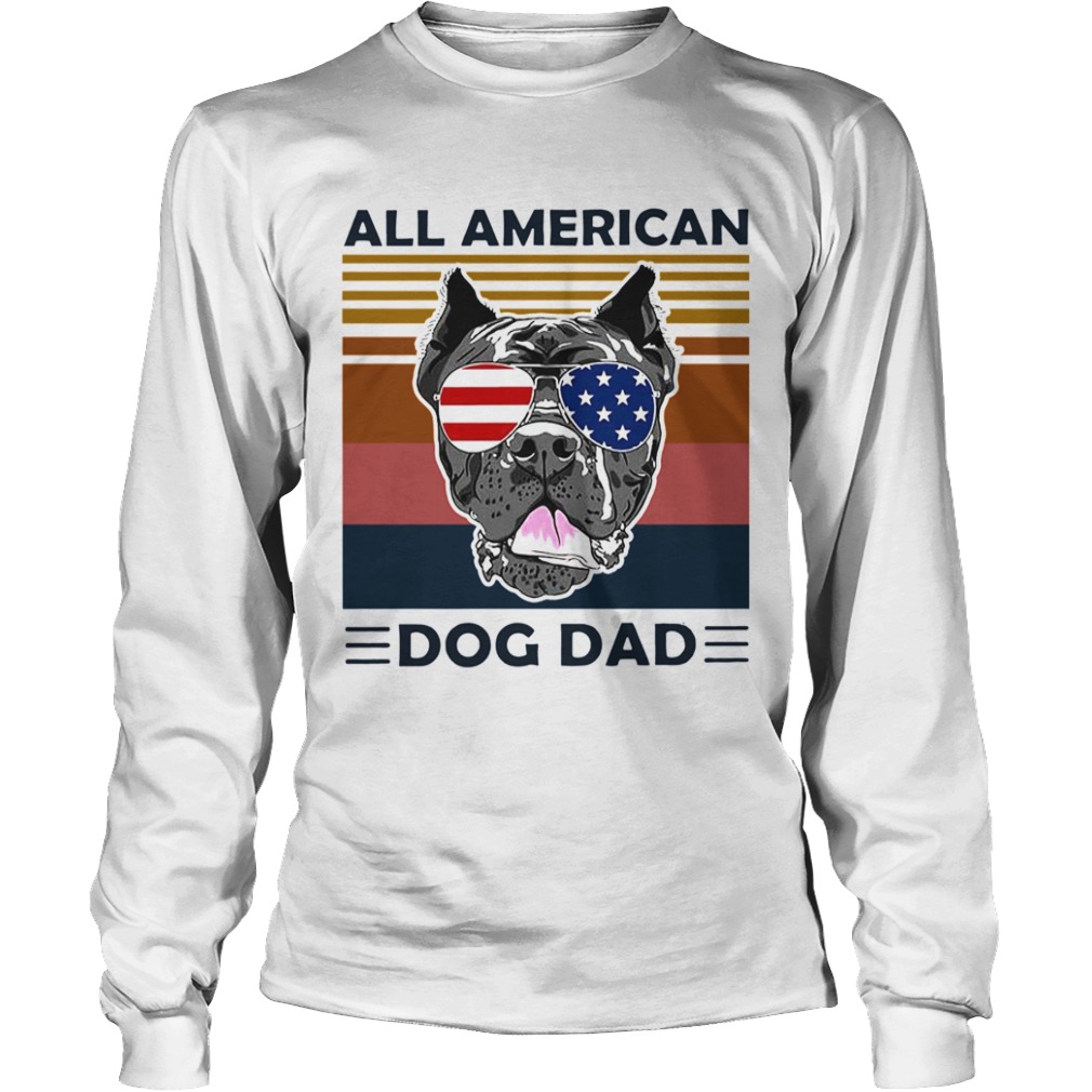 All American Dog Dad Vintage Retro  Long Sleeve