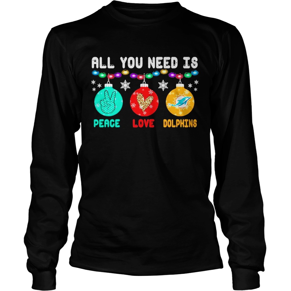 All You need is Peace love Miami Dolphins Merry Christmas light  Long Sleeve