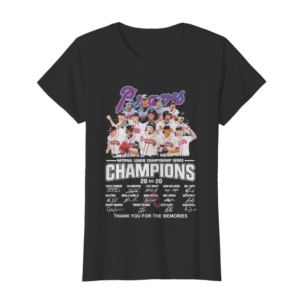 Atlanta braves national league championship series champions 2020 thank you for the memories signatures  Classic Women's T-shirt