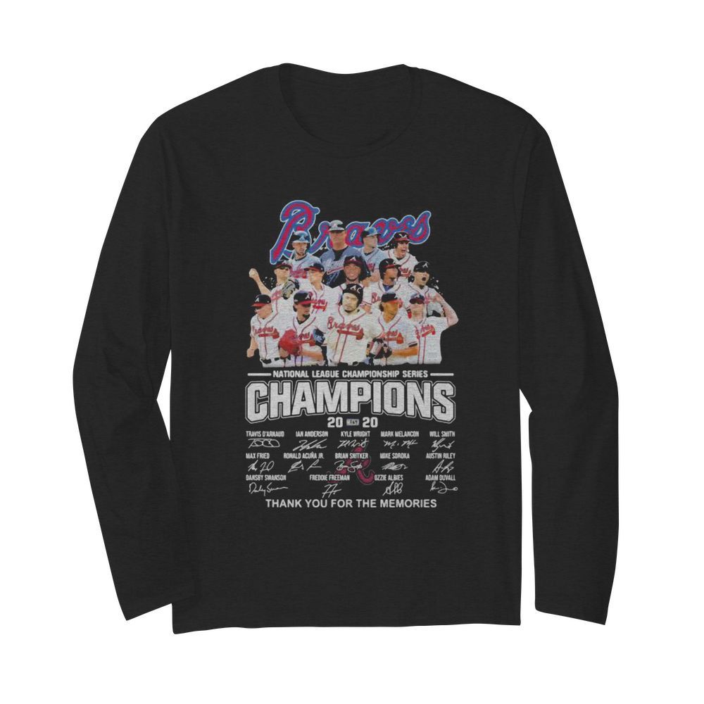 Atlanta braves national league championship series champions 2020 thank you for the memories signatures  Long Sleeved T-shirt 