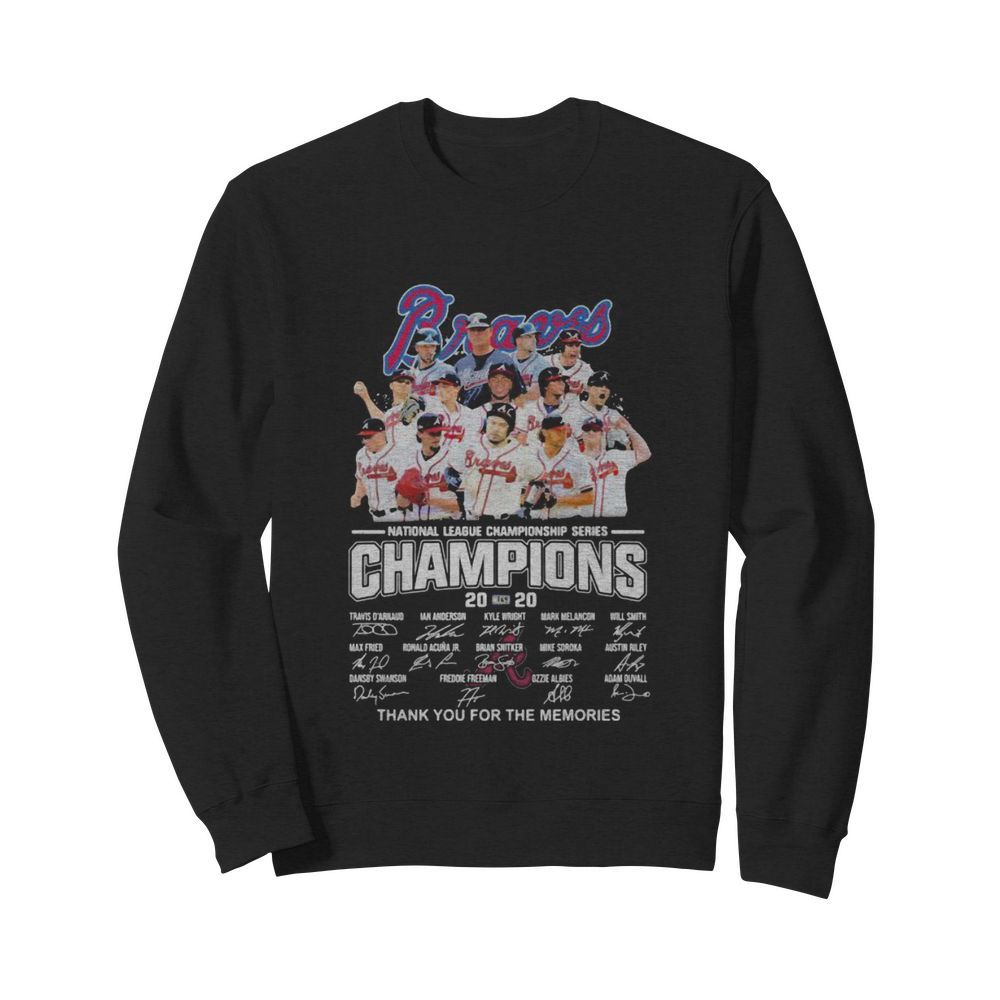 Atlanta braves national league championship series champions 2020 thank you for the memories signatures  Unisex Sweatshirt