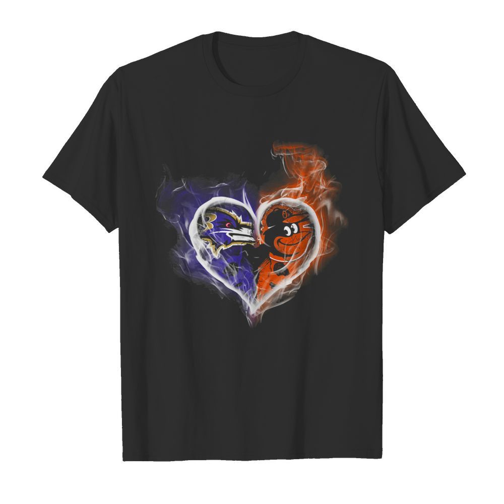 BALTIMORE RAVENS AND BALTIMORE ORIOLES SKULL LOVE  Classic Men's T-shirt