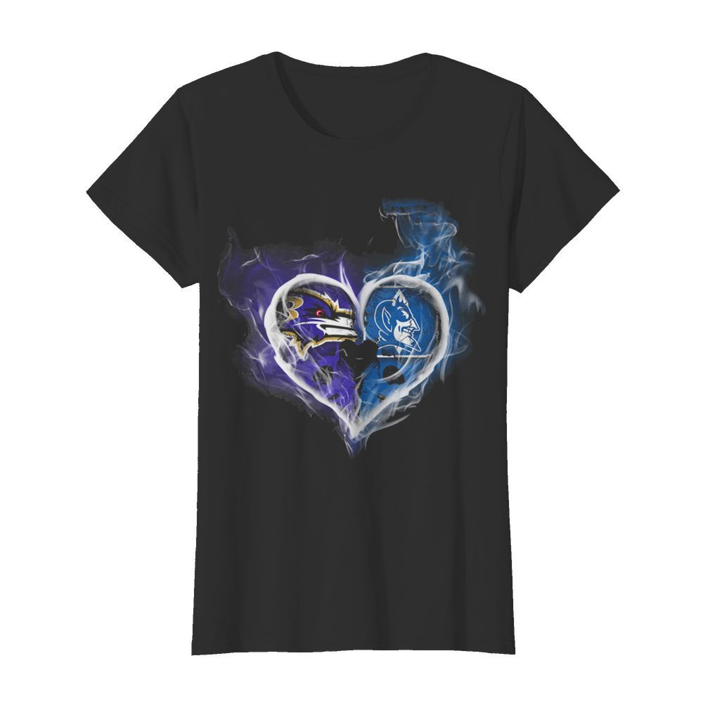 BALTIMORE RAVENS AND DUKE BLUE DEVILS SKULL LOVE  Classic Women's T-shirt