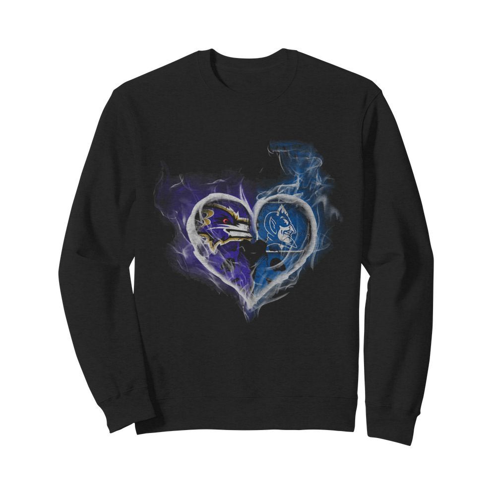 BALTIMORE RAVENS AND DUKE BLUE DEVILS SKULL LOVE  Unisex Sweatshirt