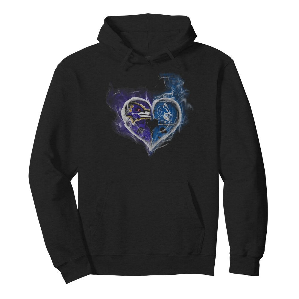 BALTIMORE RAVENS AND DUKE BLUE DEVILS SKULL LOVE  Unisex Hoodie