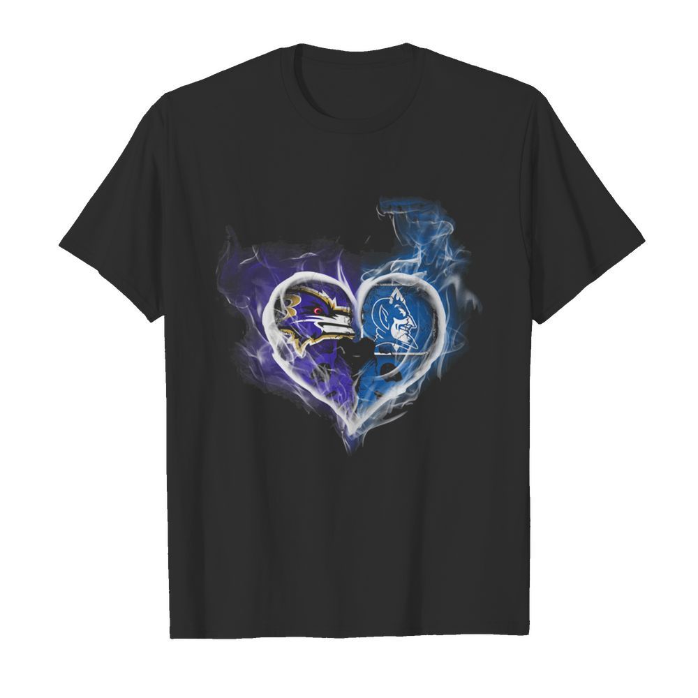 BALTIMORE RAVENS AND DUKE BLUE DEVILS SKULL LOVE  Classic Men's T-shirt