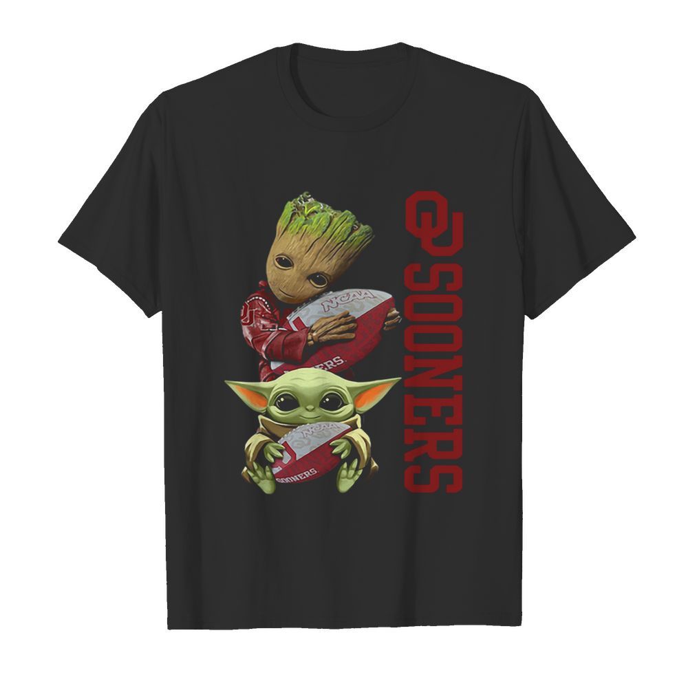 Baby Groot And Baby Yoda Hug Oklahoma Sooners tshirt