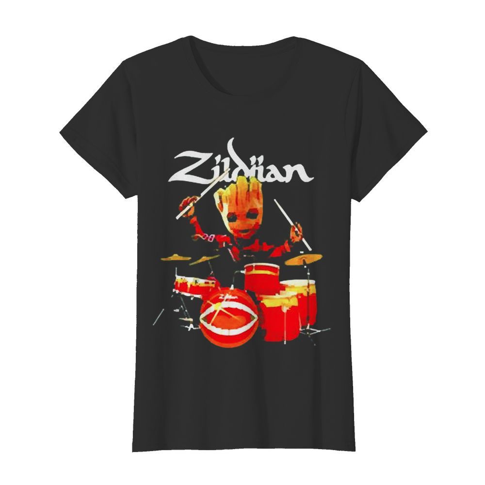 Baby Groot playing drum Avedis Zildjian  Classic Women's T-shirt