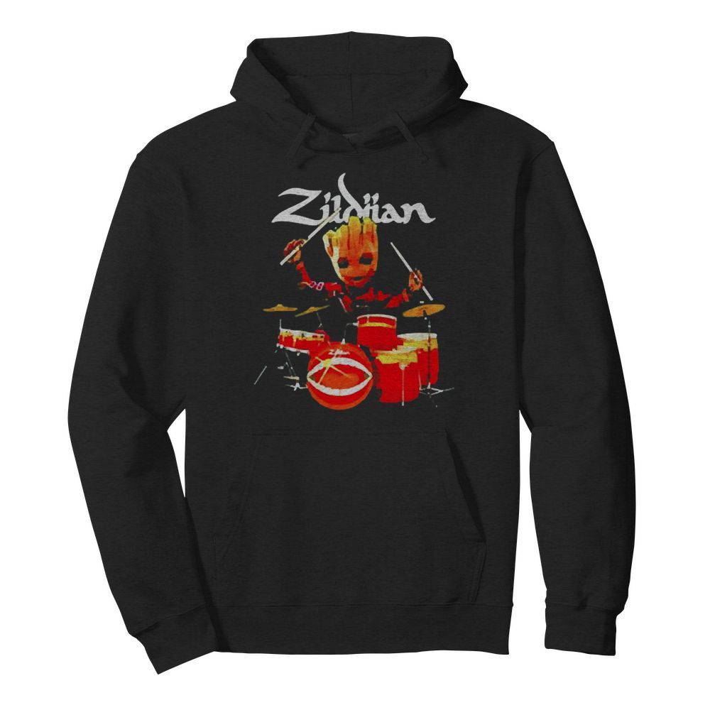 Baby Groot playing drum Avedis Zildjian  Unisex Hoodie