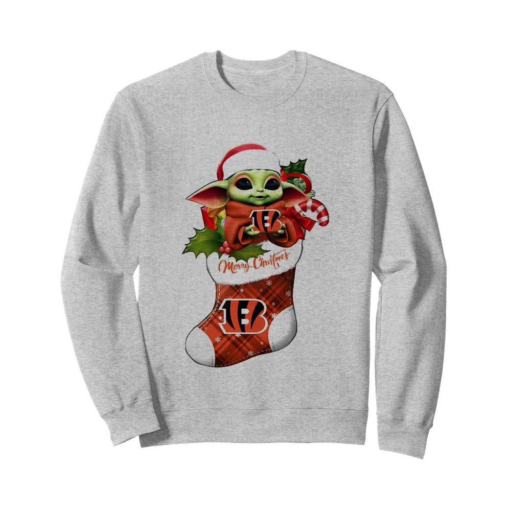 Baby Yoda Hug Cincinnati Bengals Ornament Merry Christmas 2020  Unisex Sweatshirt