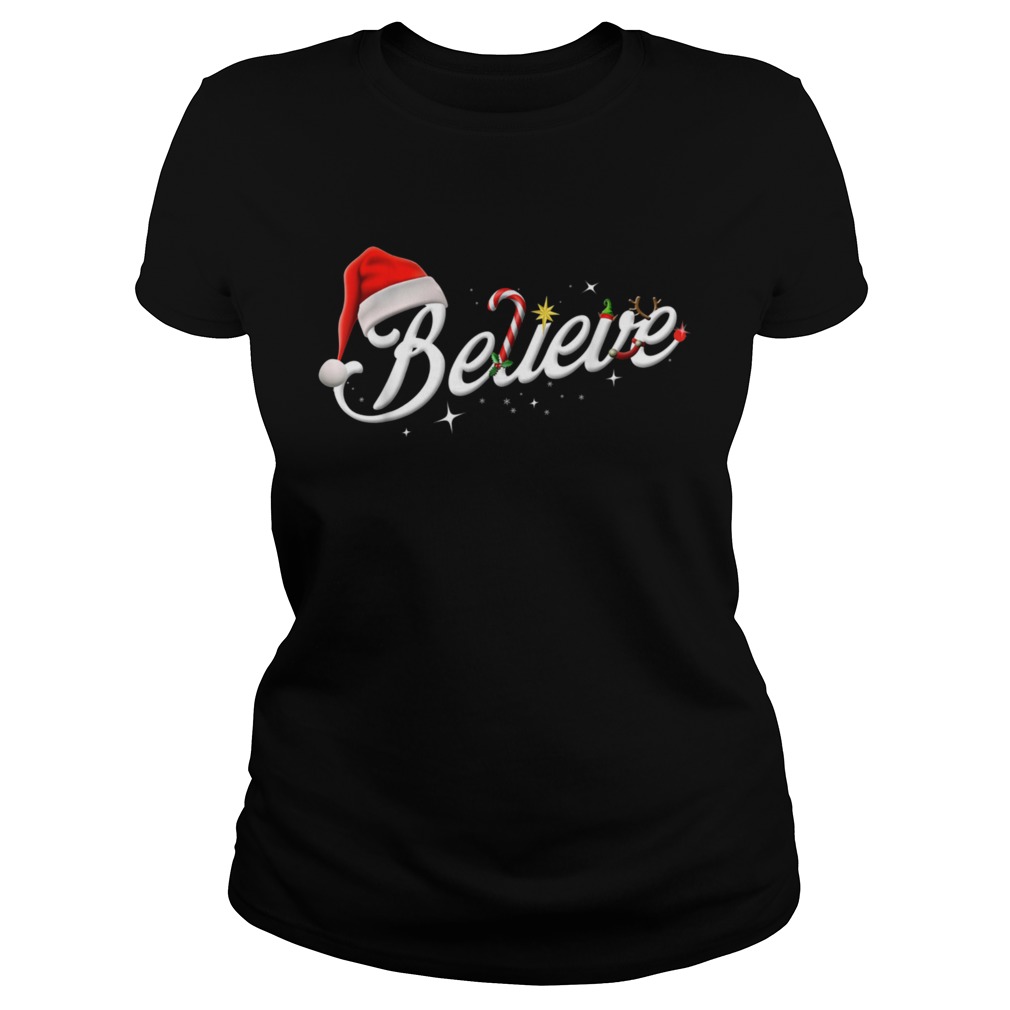 Believe Santa Hat Elf Rudolph Candy Merry Christmas  Classic Ladies