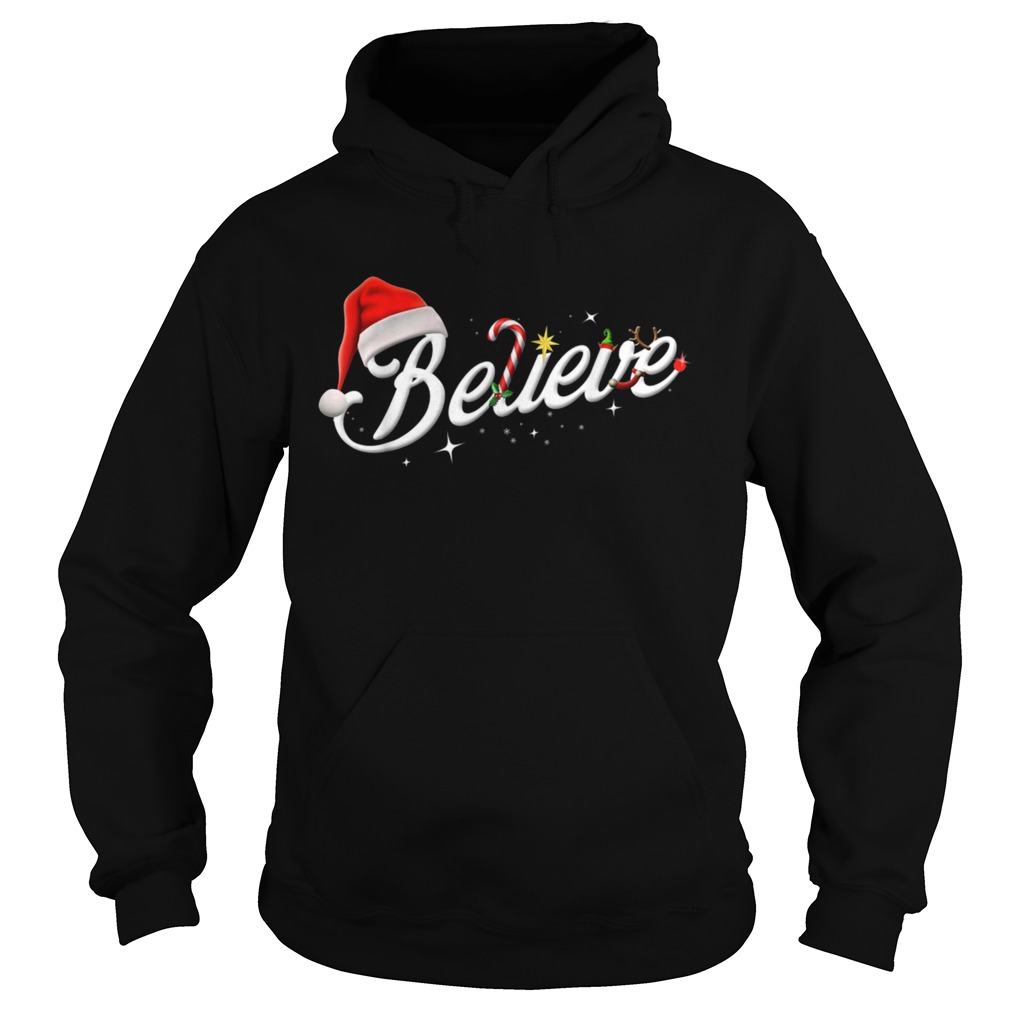 Believe Santa Hat Elf Rudolph Candy Merry Christmas  Hoodie