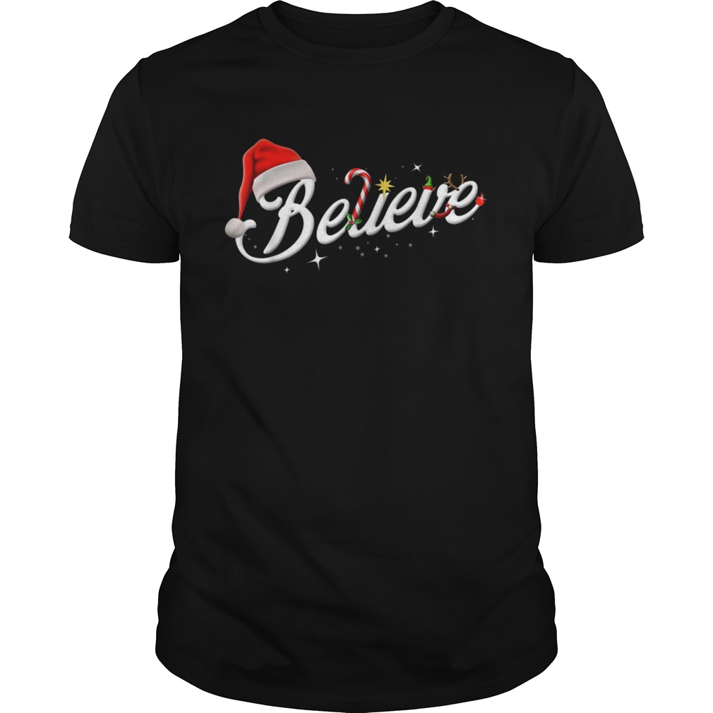 Believe Santa Hat Elf Rudolph Candy Merry Christmas  Unisex