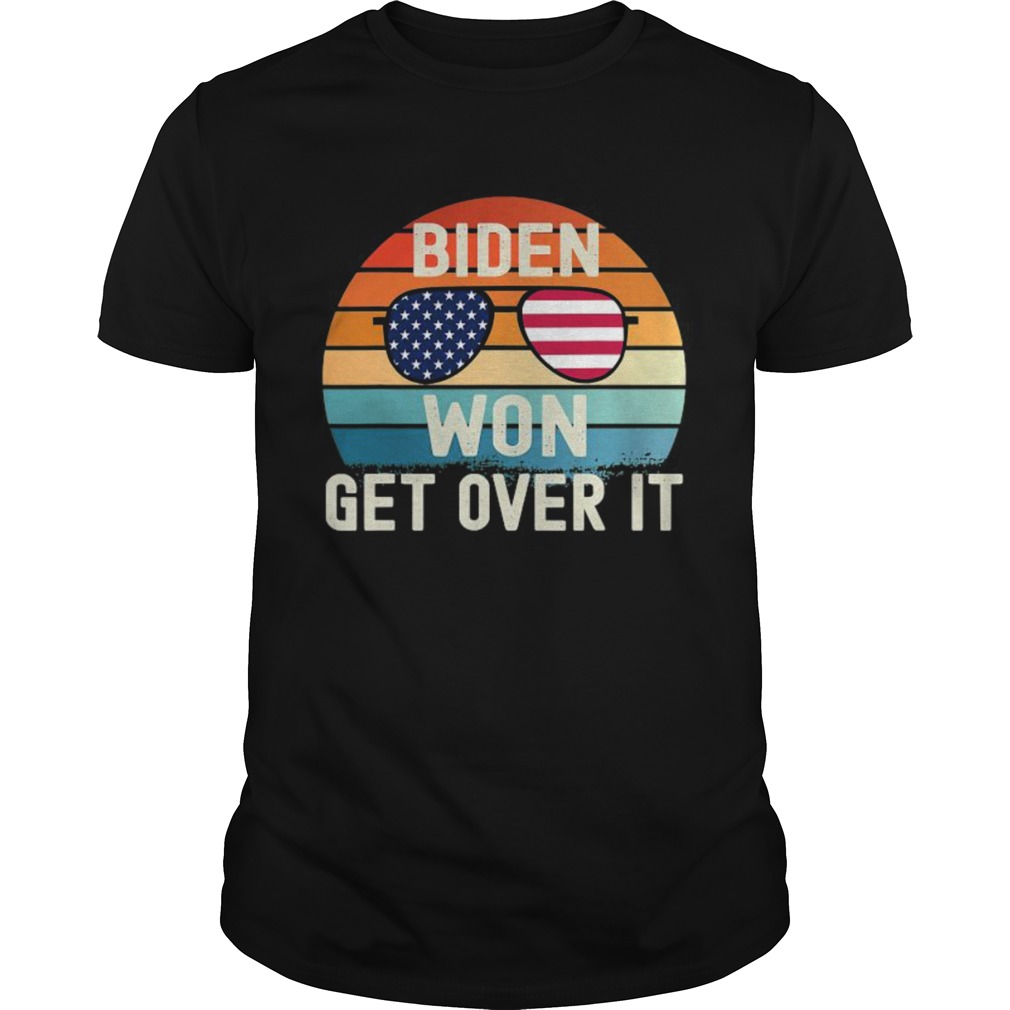 Biden Won Get Over It Glass American Flag Vintage Retro  Unisex