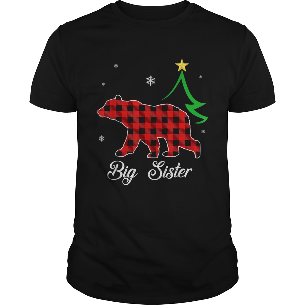 Big Sister Bear Red Plaid Christmas shirt