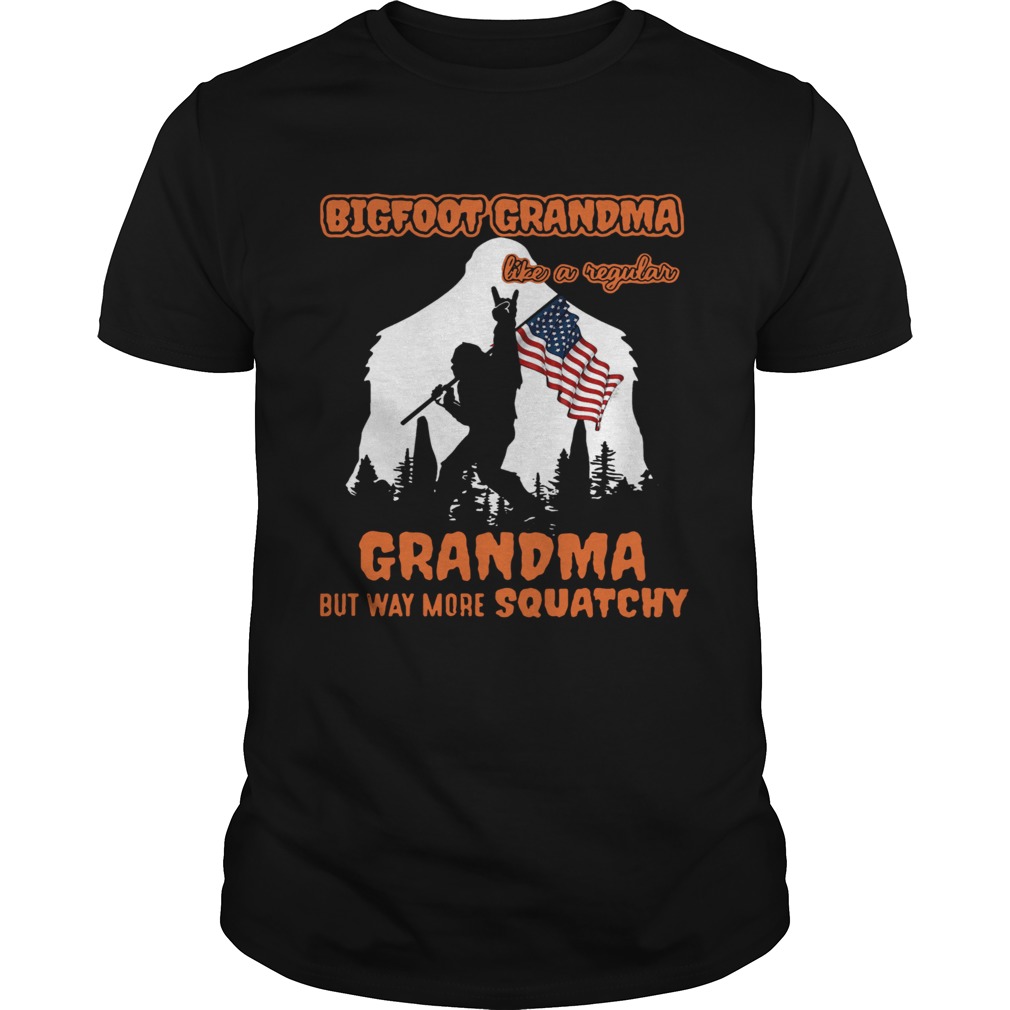 Bigfoot Rock And Roll Grandma Like A Regular Grandma But Way More Squatchy American Flag shirt