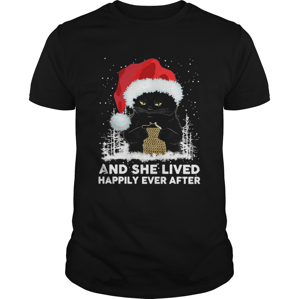 Black Cat And She Lived Happily Ever After Christmas shirt