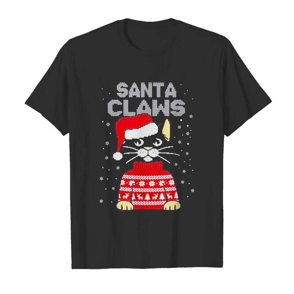 Black cat Santa Claws ugly Christmas shirt