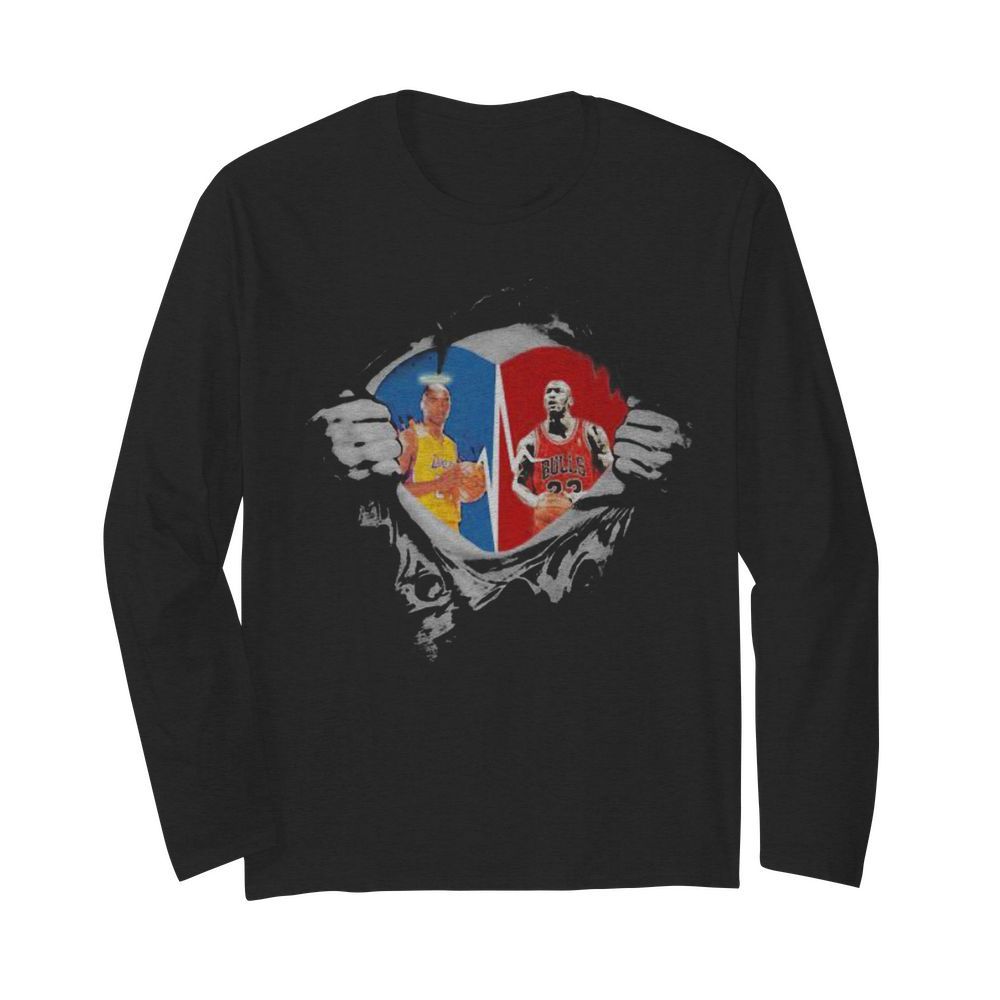 Blood inside heart kobe bryant and michael jordan  Long Sleeved T-shirt 