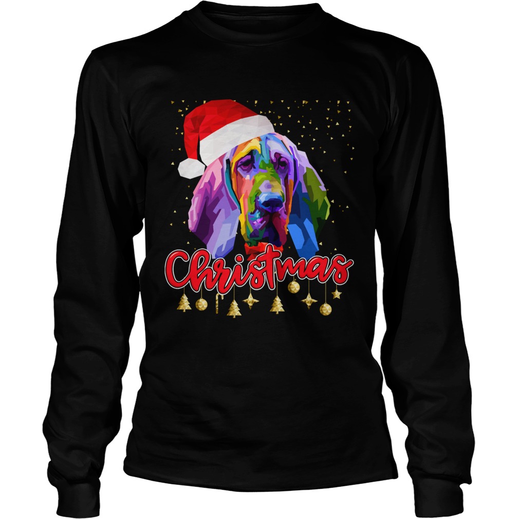 Bloodhound Dog Santa Hat Christmas  Long Sleeve