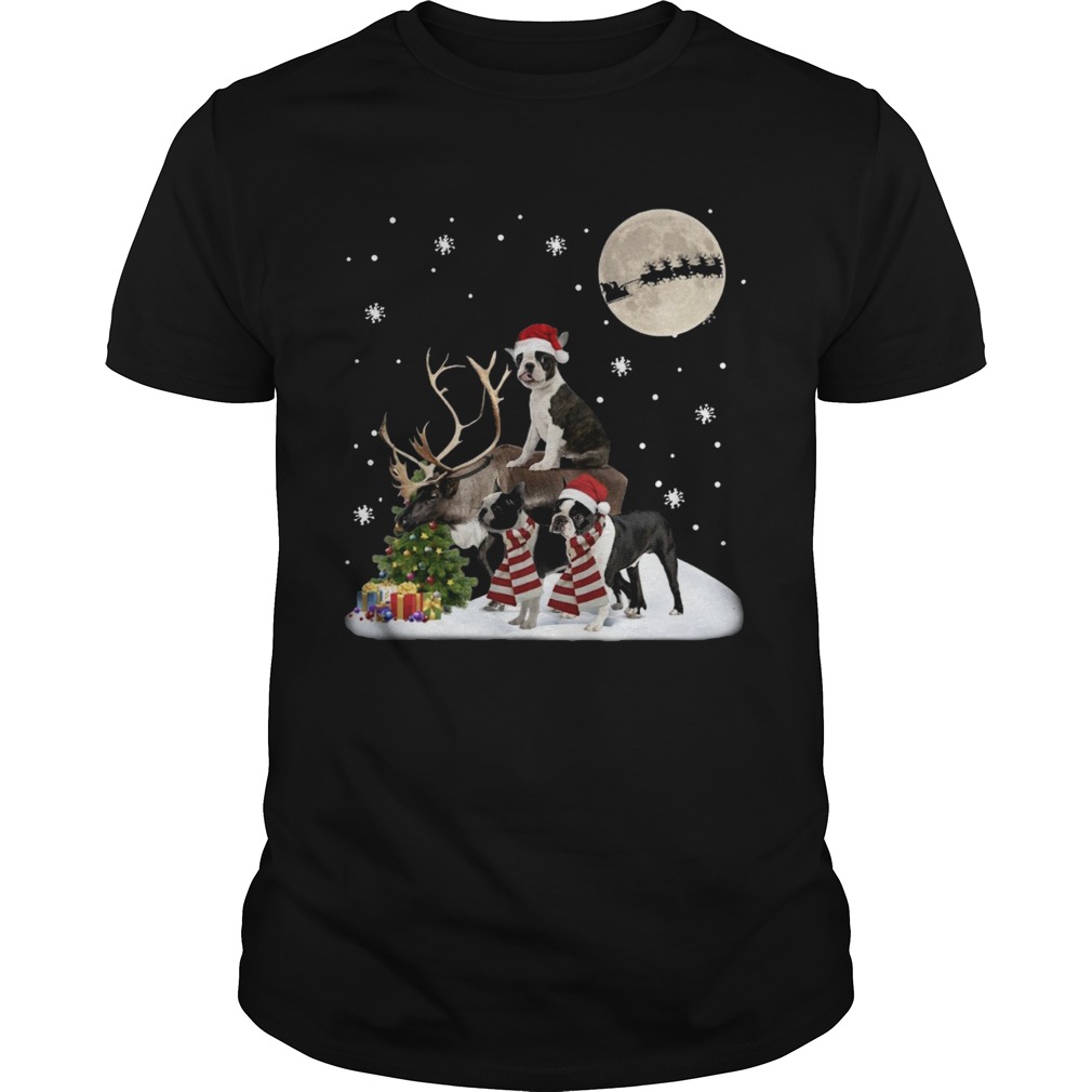 Boston Terrier Gorgeous With Reindeer Boston Lover Christmas shirt